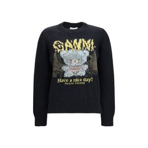 Ganni Black Recycled Wool Women's Sweatshirt